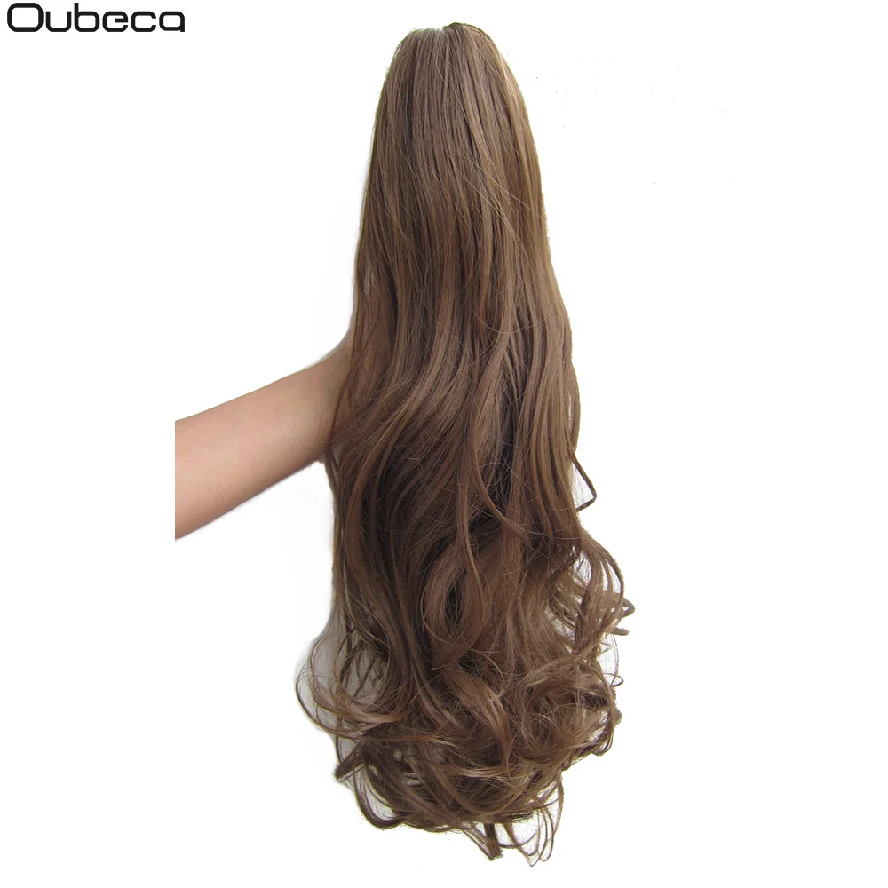 Oubeca Synthetic Fiber Claw Clip Wavy Ponytail Extensions Long Thick Wave Pony Tail Hair Piece Clip In Hair Extensions For Women