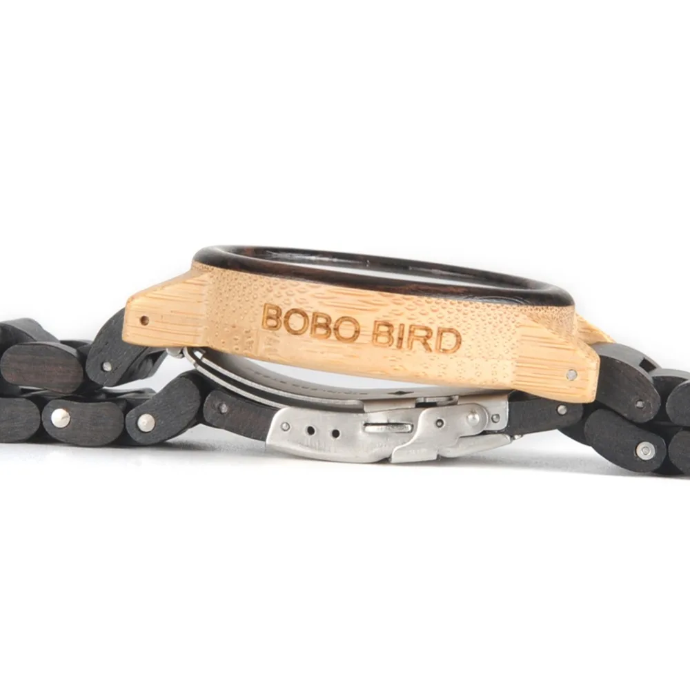 BOBO BIRD WN14N15 деревянные часы Wenge часы с Восточно-арабскими персидскими фарси цифрами Циферблат циферблат часы с черным ремешком часы для влюбленных