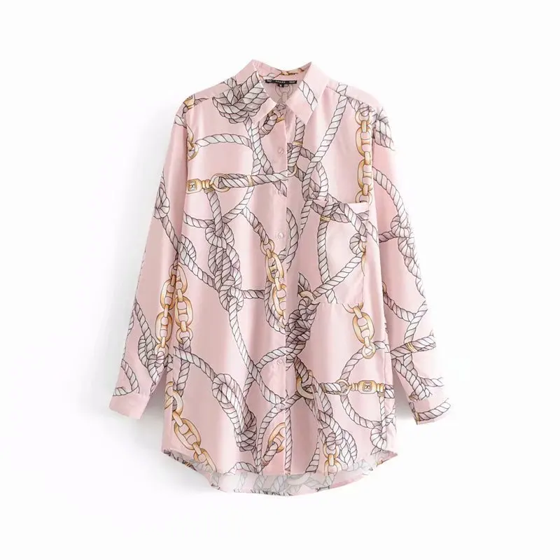 

Fashion women AAZZ40-9184 European and American fashion ornaments printed shirts