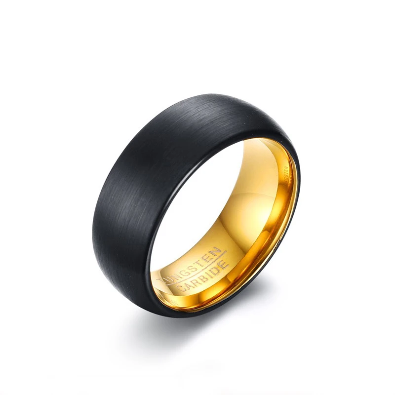 Black/Gold Matt Surface Tungsten Ring For Men Bridegroom Wedding Bands Jewelry Tungsten Carbide