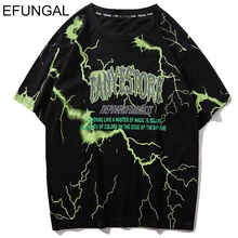 EFUNGAL Футболка мужская хип-хоп Темная футболка с молнией уличная летняя хлопковая Harajuku футболка с коротким рукавом повседневные топы тройники