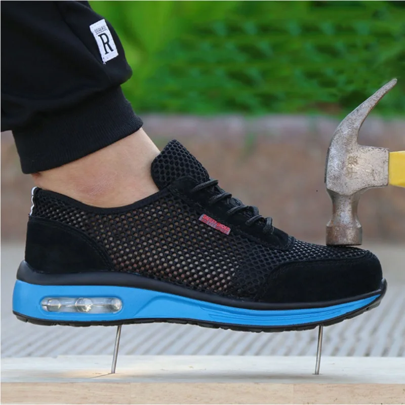 Men's Breathable Steel Toe Cap Safety Shoes Men Outdoor Anti-slip Steel Puncture Proof Construction Boots Work Shoes