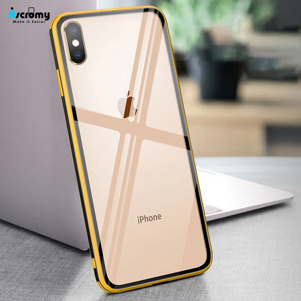

Tempered Glass Case for iPhone Xs Max X XR 7 Plus 8 6 S 6S Back Cover Glitter Cute Soft Silicone Bumper Luxury Women Accessories