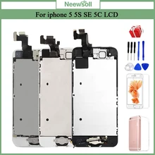 Для iPhone 5 5S 5C, ЖК-дисплей, сенсорный экран, дигитайзер, домашняя кнопка, камера, сборка, запасные части, 5s, Дисплей для iPhone 5S, ЖК-дисплей
