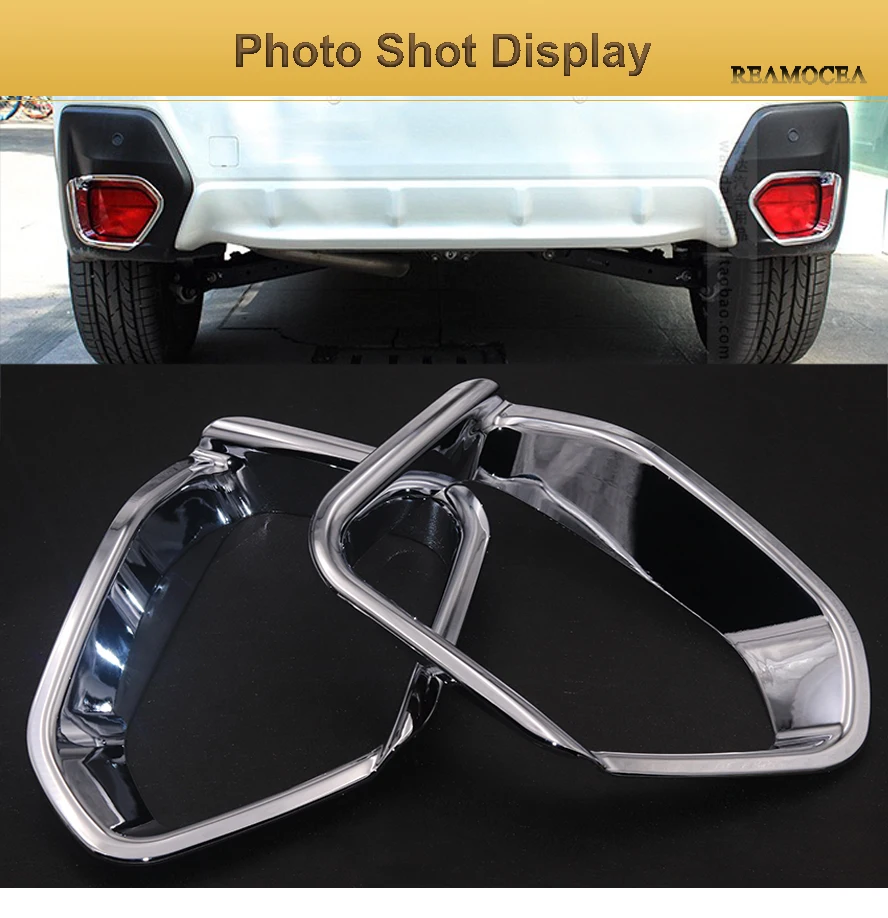 Reamocea For Subaru XV Crosstrek 2018 2Pcs Chrome Rear Fog Light Lamp Foglight Bumper Cover Trim Bezel Frame Surround Molding  (9)