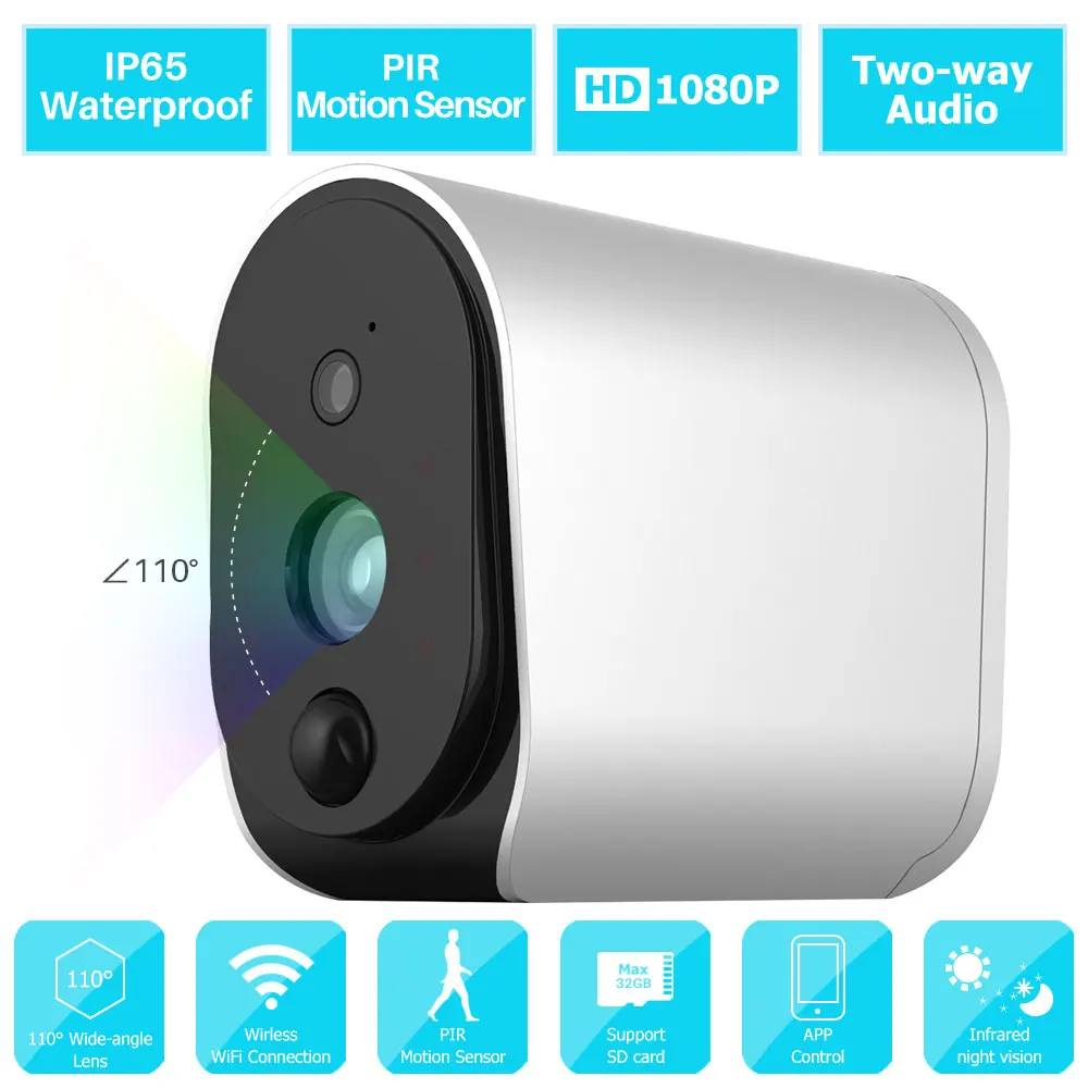 1080P WiFi IP камера наружная наблюдения монитор безопасности IP65 Водонепроницаемый