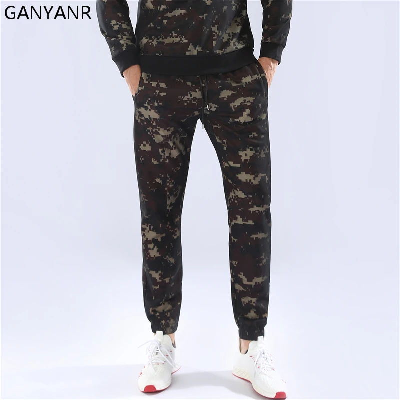 

GANYANR Running Pants Men Sport Leggings Jogging Basketball Training Fitness Gym Athletic Football Sweatpants Workout Elastic