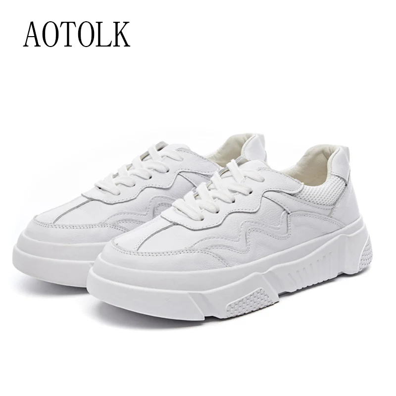 

Women Flats Genuine Leather Female Shoes Platform Woman Espadrilles Winter Flat Lace Up Round Toe Casual Shoes DE