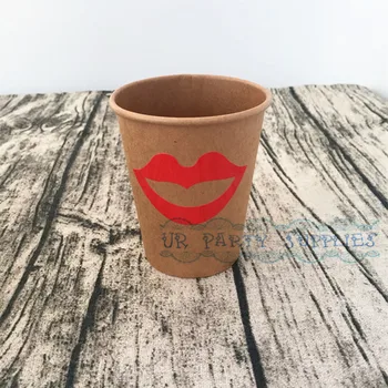 

Free Ship 100pcs Lips Kraft Paper Cups Bachelorette Party Cups Wedding Bridal Shower Decor Brown Paper Cups Girls Party Favor
