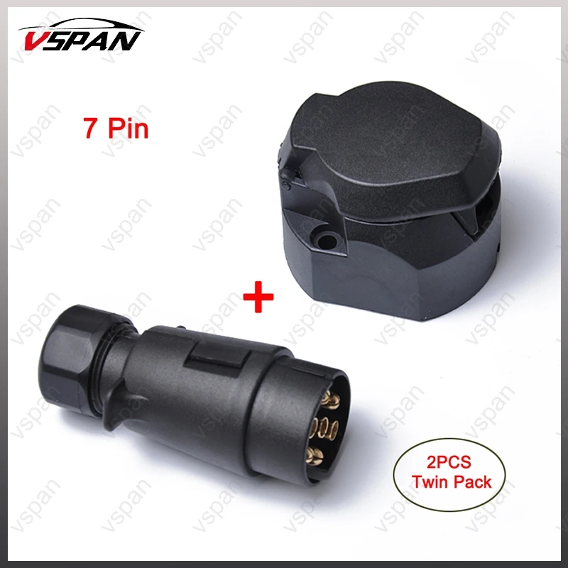 (2pcs) 7 Pin Adapter 12N Electrics Converter Trailer Plug&Socket