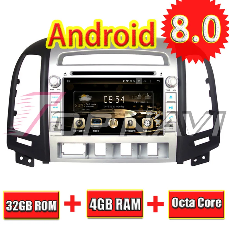 TOPNAVI 7 ''Восьмиядерный Android 8,0 Автомобильный gps навигация для HYUNDAI SANTA FE 2006 2007 2008 2009 2010 2011 2012 Авторадио DVD видео