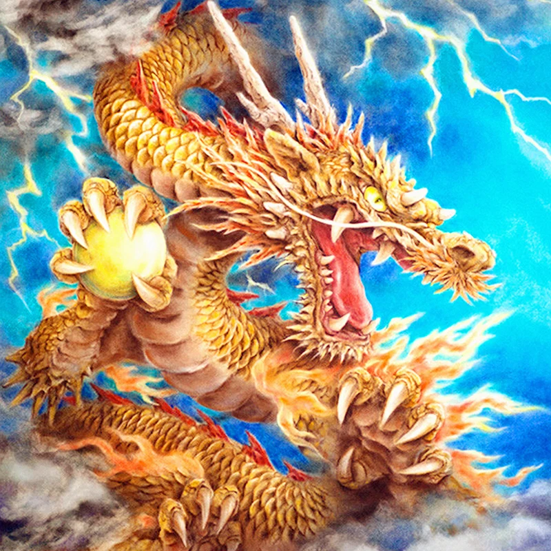 Diamond Painting Needlework Full Diamond "Chinese Dragon & Dragon Ball