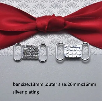 

(S0382)10pcs/lot, Rhinestone ribbon slider, 13mm inner bar, silver plating,outer size:26mmx16mm