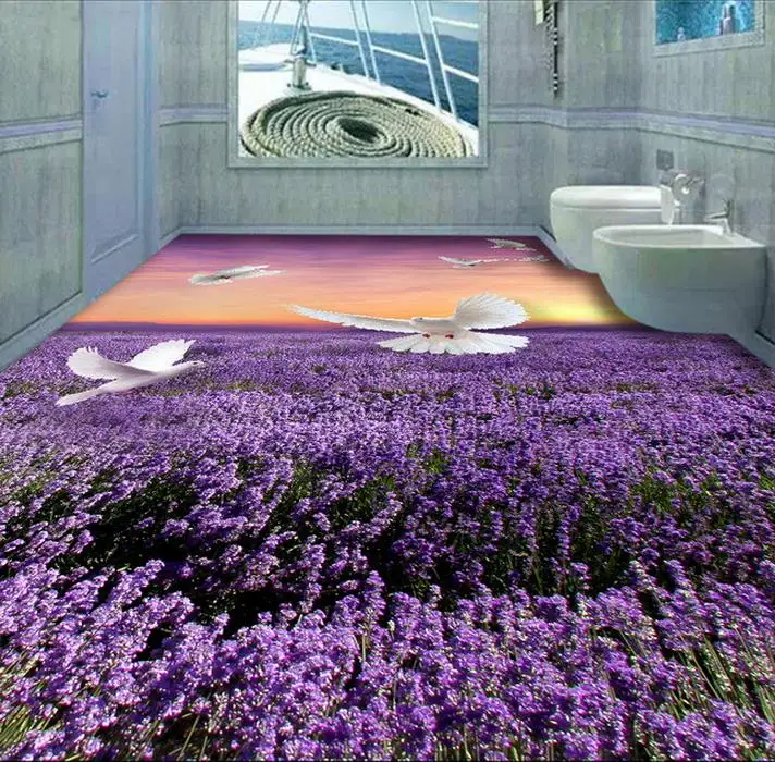 

Custom PVC wallpaper photo wallpaper Only beautiful lavender dove sitting room 3 d bathroom floor wallpaper