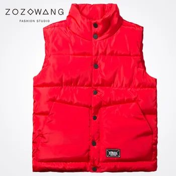 

Zozowang 2018 new Men women cotton vest autumn and winter men's vest loose stand collar lovers winter vest men plus size 5XL