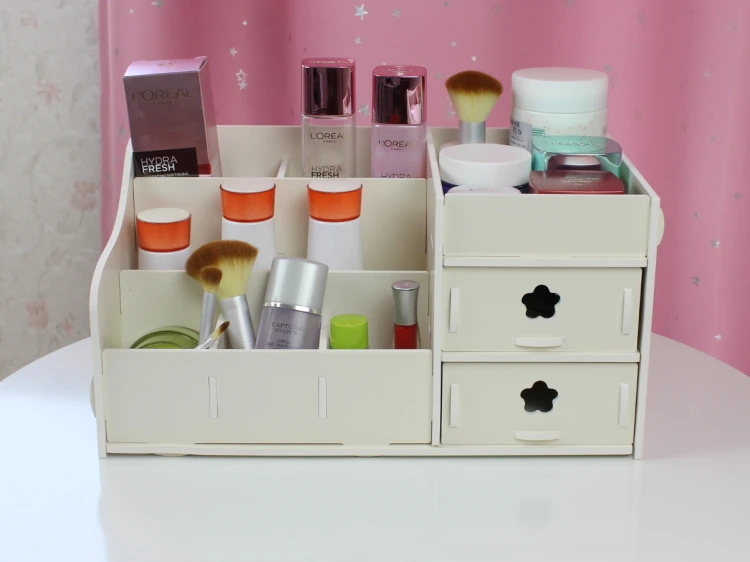 fashion Wood casket Korean Multi color Cosmetic Organizer Makeup Case drawer Holder Storage Box Gift set