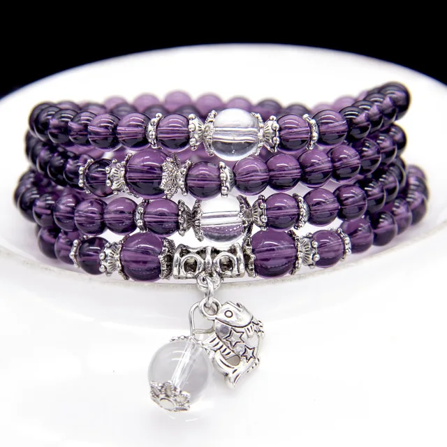 Amethyst Zodiac Sign Bracelet with Pendant