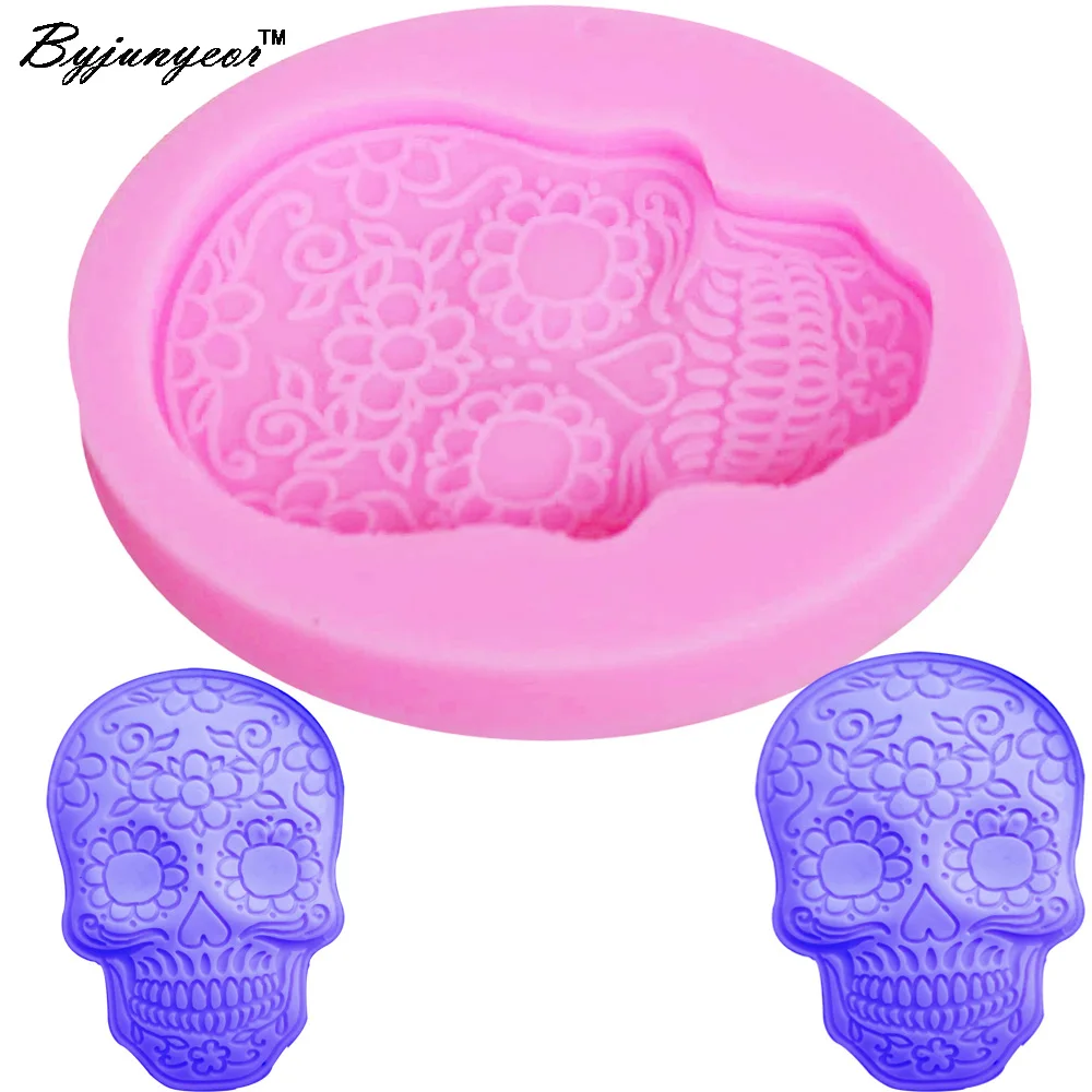 Byjunyeor M523 3D DIY Хэллоуин Скелетон головы черепа силиконовые формы для приготовления