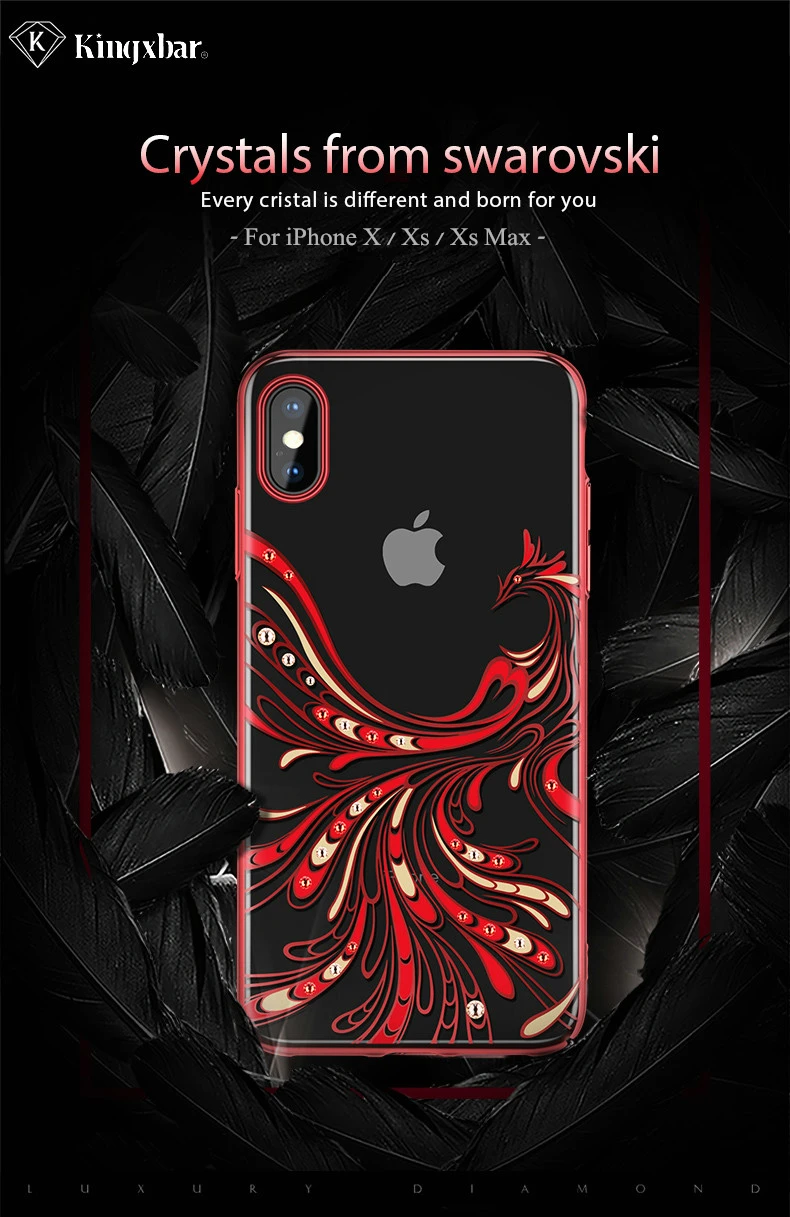 KINGXBAR Cover for iPhone Xs Cover Luxury Transparent Case for iPhone Xs Max Case Crystals from Swarovski for iPhoneXs Coque     (1)