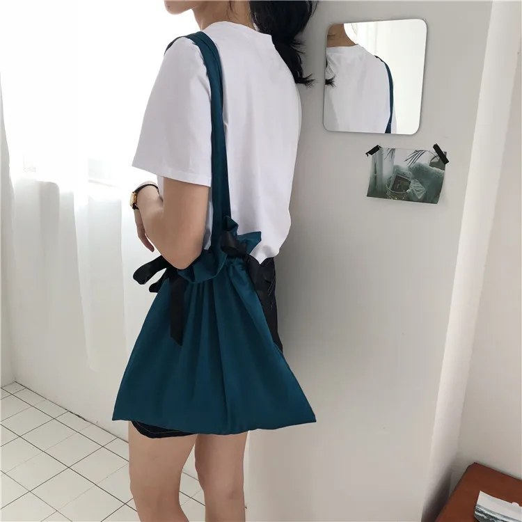 AMLETG Холщовая Сумка индивидуальный простой и сдержанный дизайн дикая атласная шелковая 4 цвета сумка для покупок комплект карманные сумки на шнурке