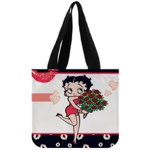 Сумка-тоут из хлопка и холста на заказ Betty Boop Shopping Складная многоразовая сумка с собственным логотипом оптом