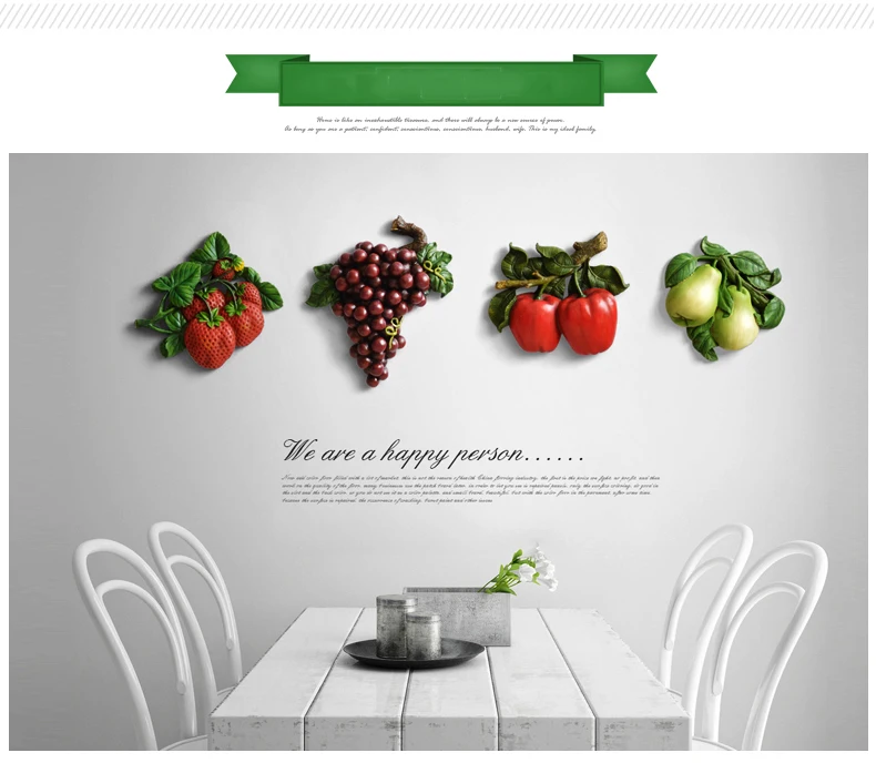 Современная смола овощи фрукты настенные подвесные Подвески украшение стены кухня ресторан диван фон 3D настенная роспись украшения