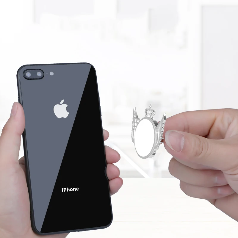 Luxury 360 Degree Metal Finger Ring Holder magnetic Car Mount Holder For iPhone X 8 7 Mobile Phone Tablets Samsung S9 S8  (1)