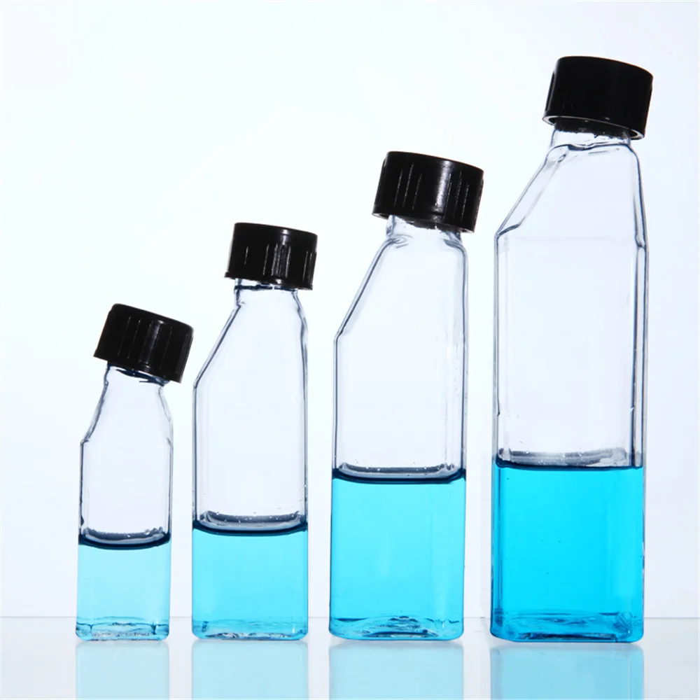 

25-250ml Cell Culture Flask Tilted With Screw Cap Sample Bottle Lab Glassware