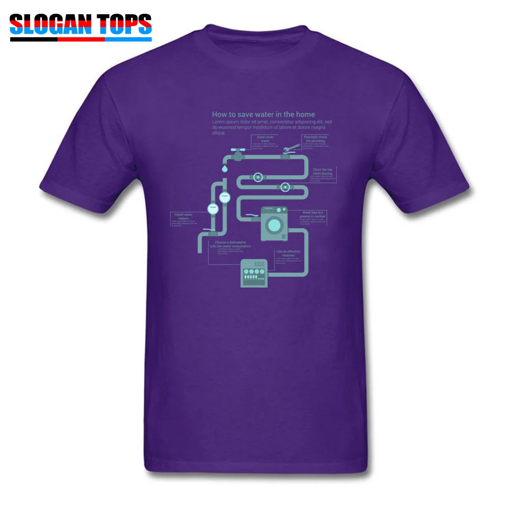  Men T-shirts how to save water Cool Tops Shirts 100% Cotton Fabric O-Neck Short Sleeve Casual Top T-shirts Summer/Autumn how to save water purple