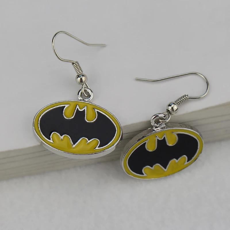 DC Comics Batman Bat Logo Symbol Drop Earrings