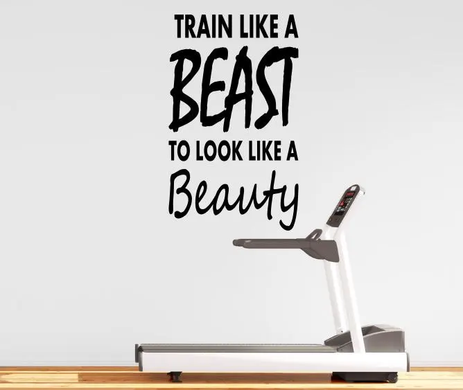 

Wall Decal Quote Train Like A Beast To Look Like A Beauty Fitness Motivation Sticker Home House Gym Decoratoion Stickers WW-114
