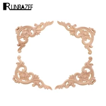 RUNBAZEF Wood Applique Carving European-style Furniture with Decorative Accessories Carved Door Heart Craft Decoration