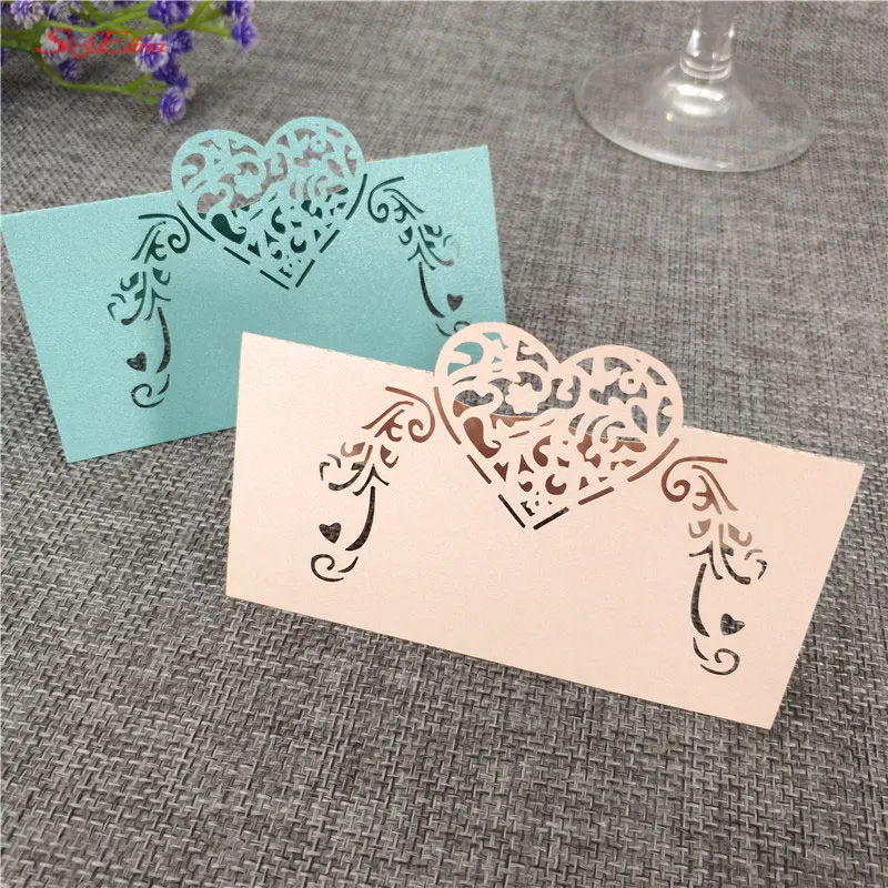 50pcs Heart Shape Laser Cut Wine Guest Party Table Name Place Cards Wedding Invitations Table Name Card Party Decoration 6z (98)