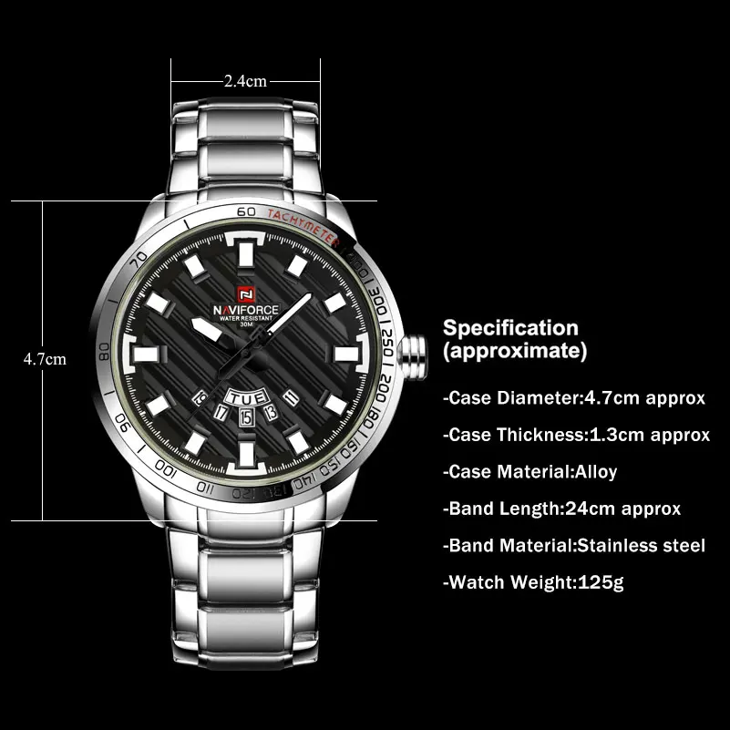 Часы NAVIFORCE мужские спортивные водонепроницаемые аналоговые