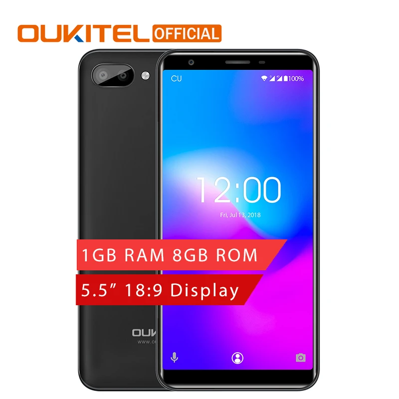 

OUKITEL C11 5.5" 18:9 Display 1G RAM 8G ROM MTK6580A Quad Core 3400mAh Battery 5MP+2MP/2MP Android 8.1 Unlock Smartphone