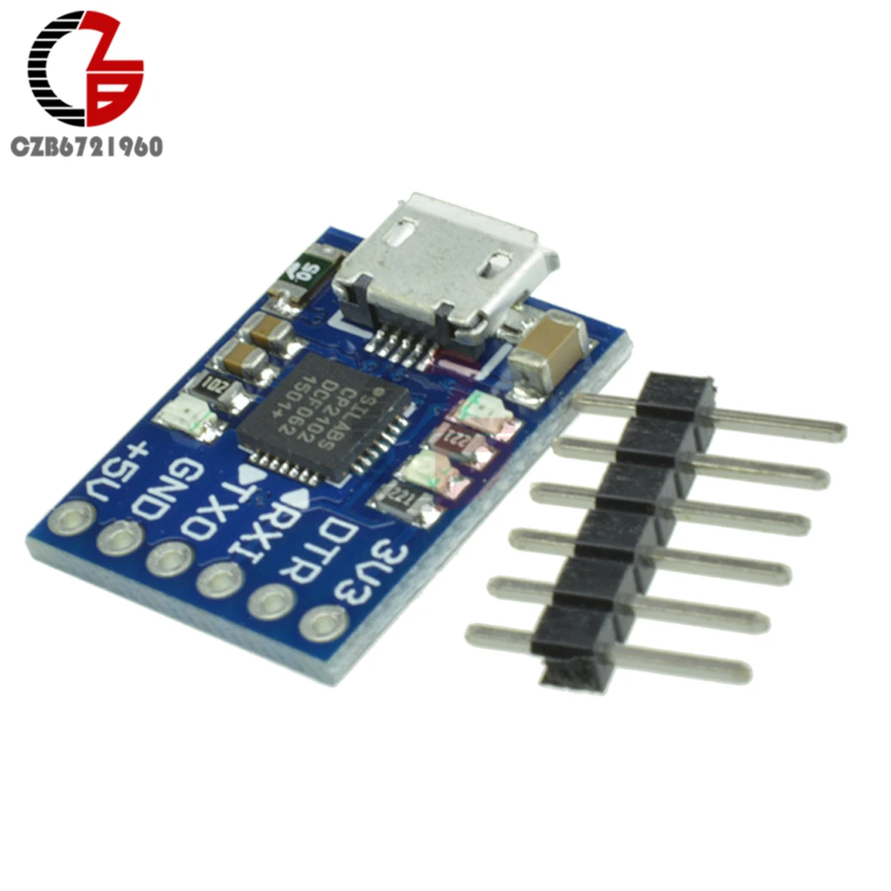 

CP2102 Micro USB to UART TTL Module 6 Pin Serial Converter STC Replace FT232 w/ Resettable Fuse for Arduino Pro Mini ATMEGA328P
