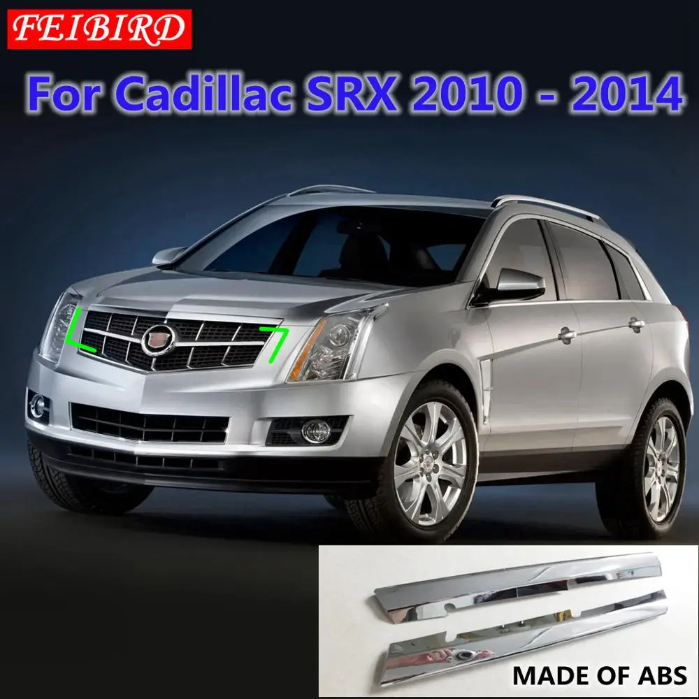

Bright Silver Fit For Cadillac SRX 2010 - 2014 Front Face Grille Grill lid Cover Kit Trim Bezel ABS 2 PCS / SET