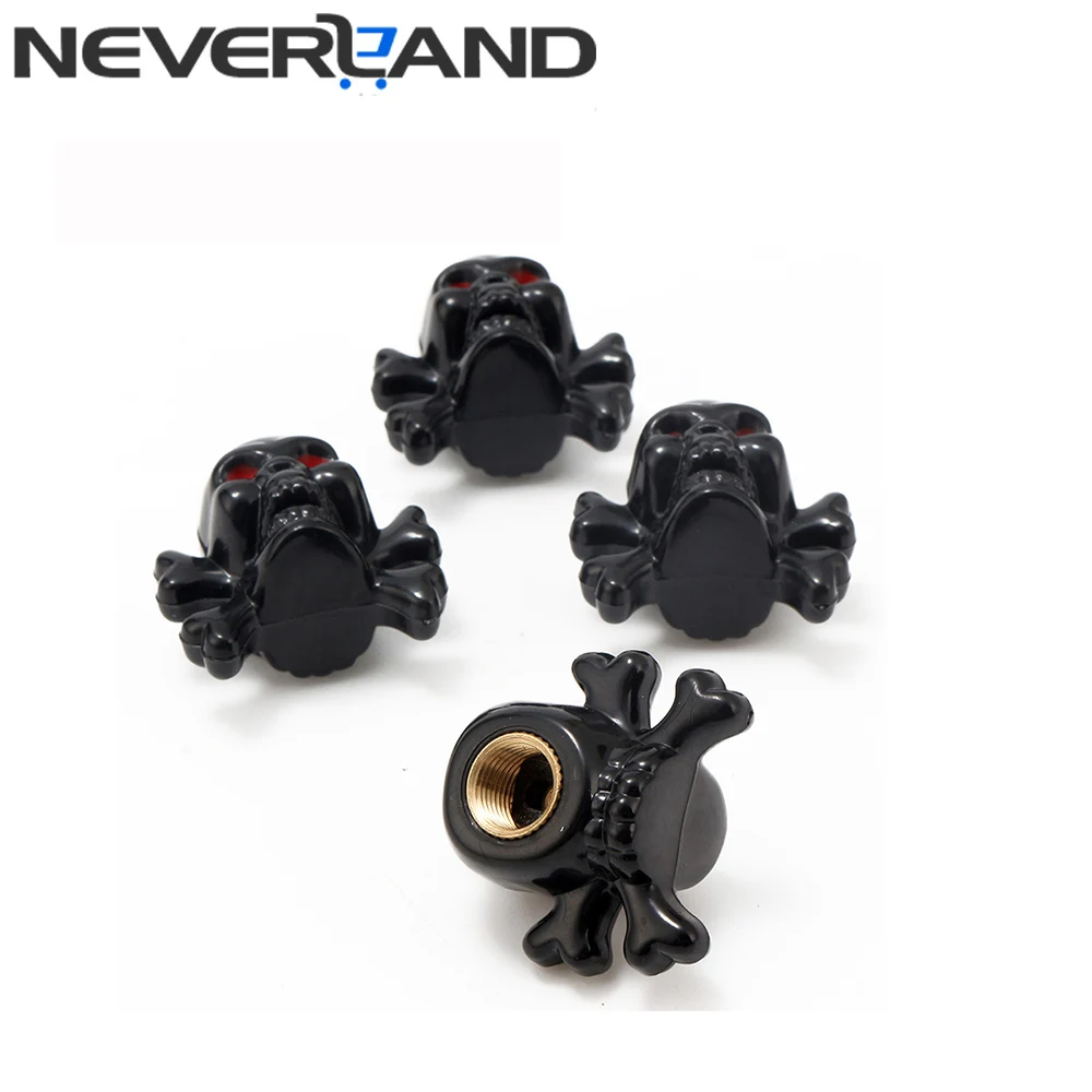 4pc Skull Wheel Caps Dust Stems Tire Valve Caps in Type Valve for Bike