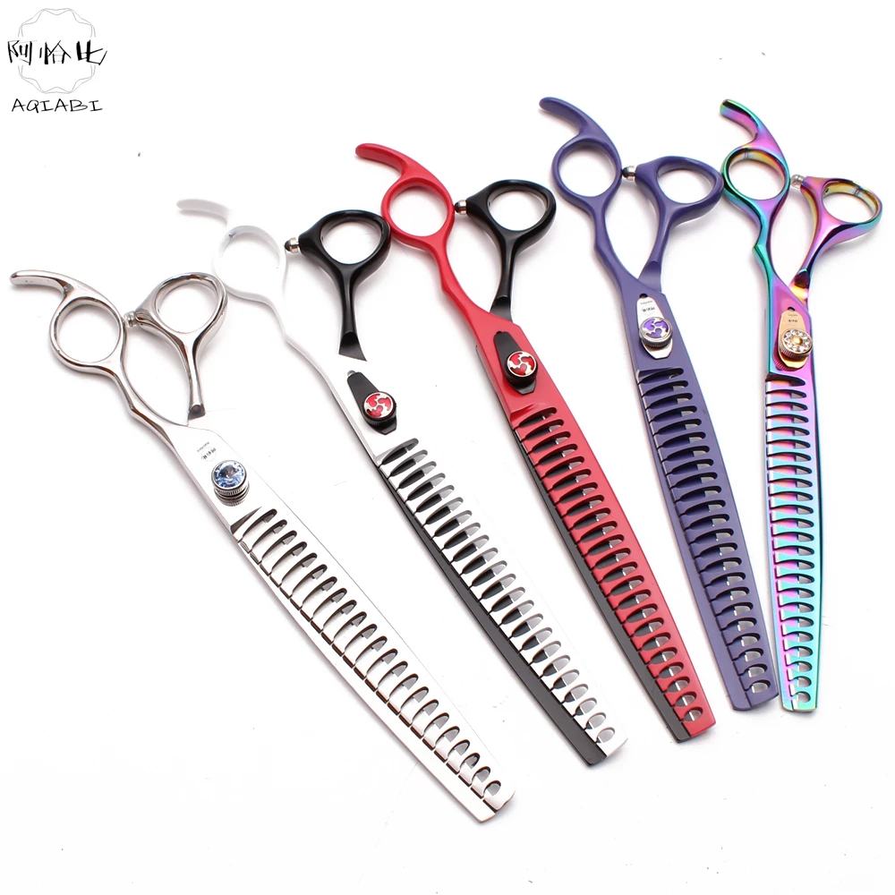 

A4004 8" AQIABI JP 440C Professional Pet Scissors Grooming Scissors 23 Teeth Fishbone Thinning Shears Dog Scissors Dropshipping