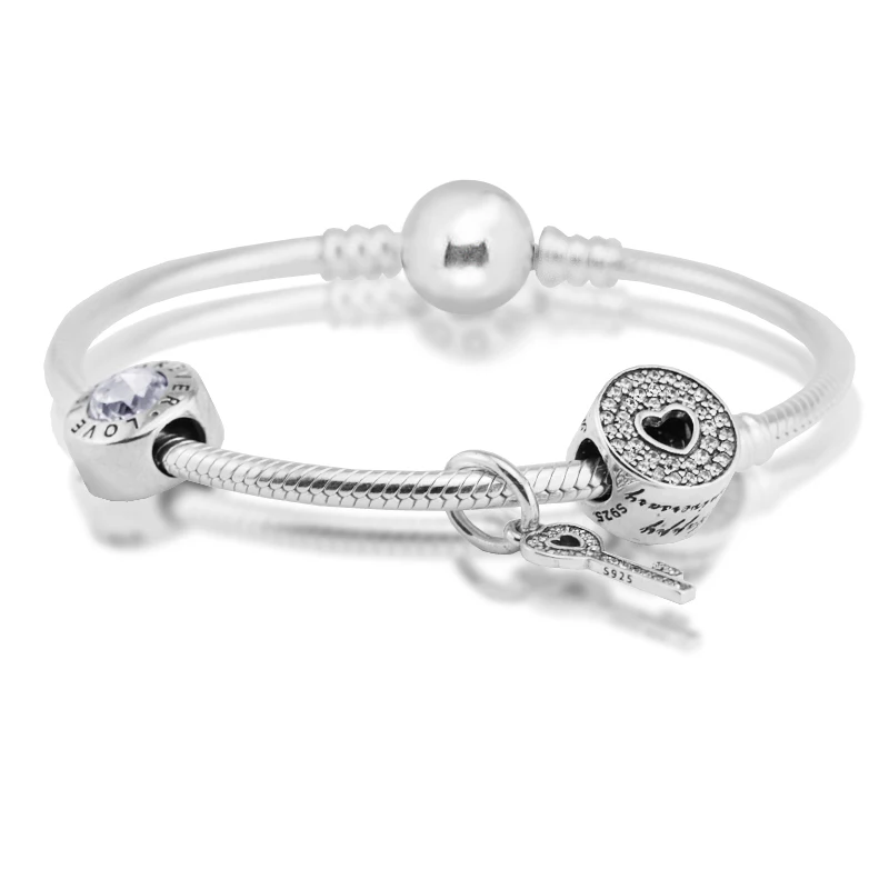

Clasp Bracelet with 3pcs Beads in a set 925 Sterling Silver Jewelry Free Shipping
