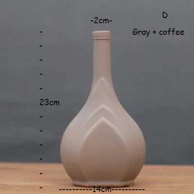 Классическая черная/белая керамическая ваза, Настольная Маленькая ваза, китайская фарфоровая ваза для цветов, креативный подарок, домашний декор - Цвет: D gray coffee