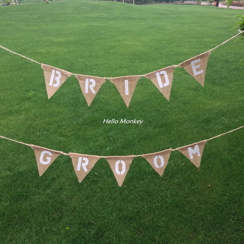 

Bride Groom Burlap Banners - Wedding Chair Wedding Sign Wedding Photo Prop Wedding Reception Burlap Banner Decoration