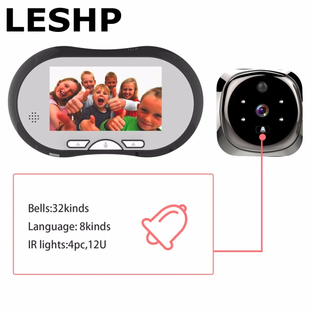 

LESHP 4.3 Inch TFT LCD Display Human Body Detector Video Door Phone System Visual Intercom Doorbell Night Vision Indoor Monitor