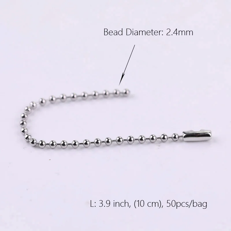 Tangsanjiang@ Bead Chain of Dentification tag Connect Chain with Label Pendant Chain Ornament Accessories Bead Diameter 2.4mm Jewelry Findings
