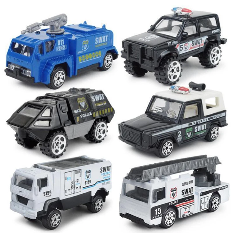 Pack of 6 Children Toys Car Set Police Panzer Helicopter Boys Children's Loot 