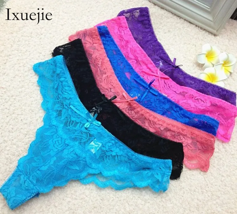 6pcs/lot Women Lace G String T Back Panties Ladies Underwear Thongs M L XL Sexy Panties Tanga