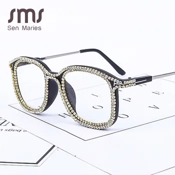 

Fashion Cat Eye Gold Rhinestone Sunglasses Women 2019 Brand Designer Vintage Men Metal Transparent Lens Sun Glasses Shades Gafas