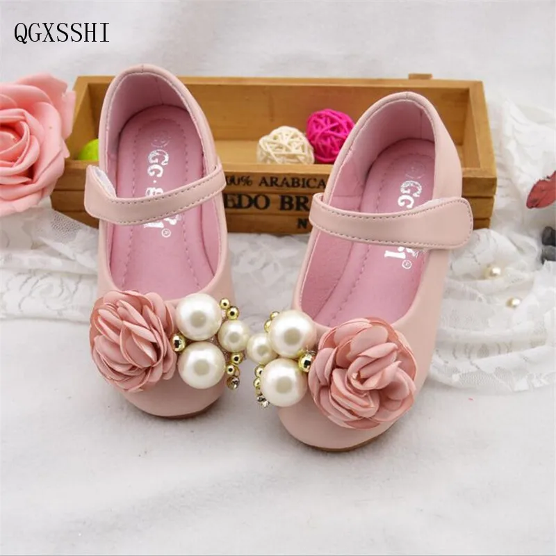 QGXSSHI-chaussures en cuir pour filles | Jolies chaussures de princesse à fleurs, chaussures de danse de fête, plate-forme de princesse, chaussures de mariage