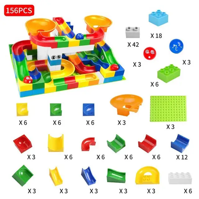 52 156Pcs DIY Big Slide Blocks Maze Balls Track Building Blocks Funnel