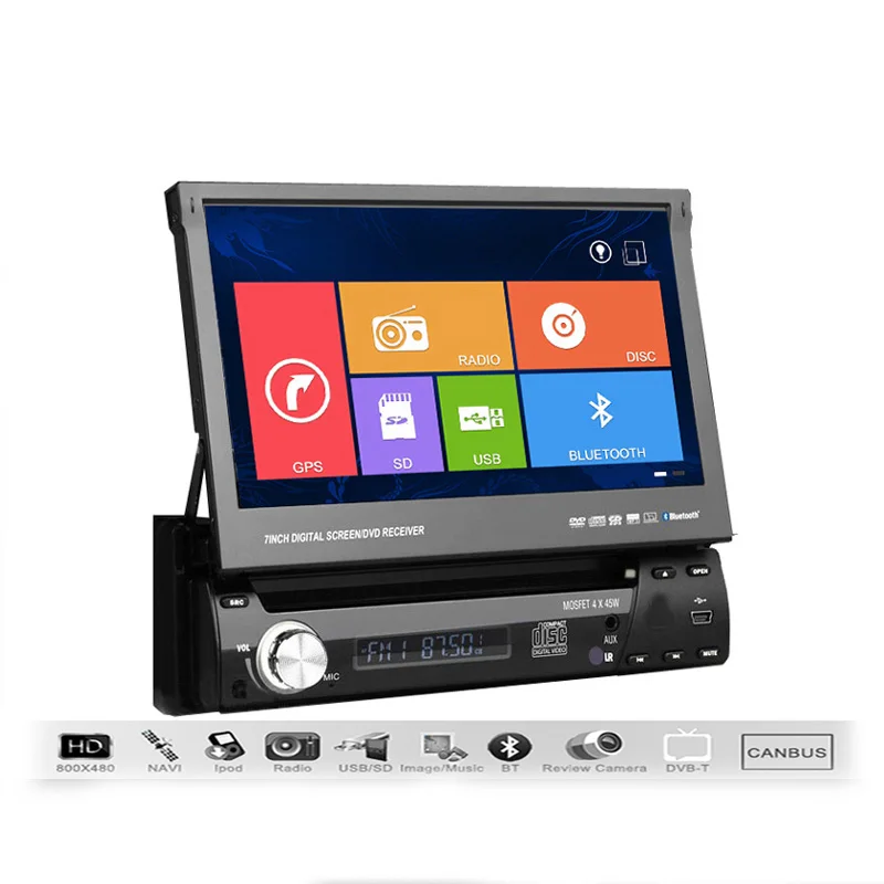 7 inch Universal 1 Din Car Audio DVD Player Radio GPS Navigation Autoradio Stereo Bluetooth PC